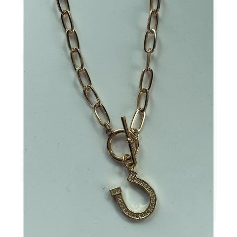 18k Gold Chain Link Horseshoe Necklace-HorzeStylz-HorzeStylz