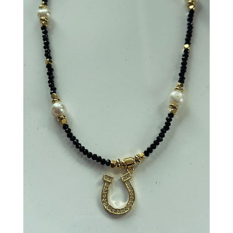 18k Gold Saltwater Pearl Horseshoe Necklace-HorzeStylz-HorzeStylz