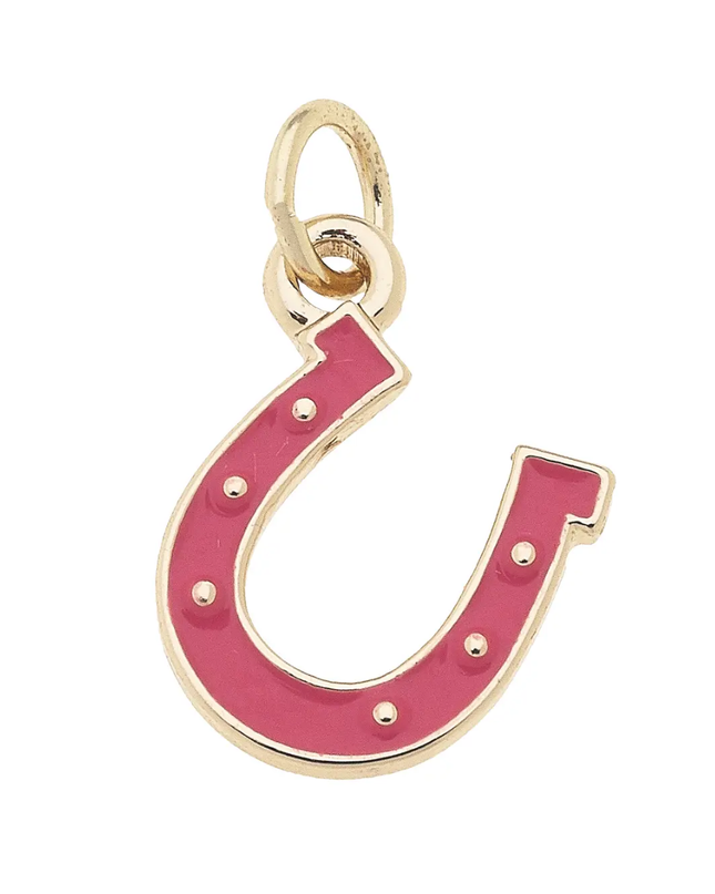 Enamel Horseshoe Charm Necklace-Canvas Style-HorzeStylz