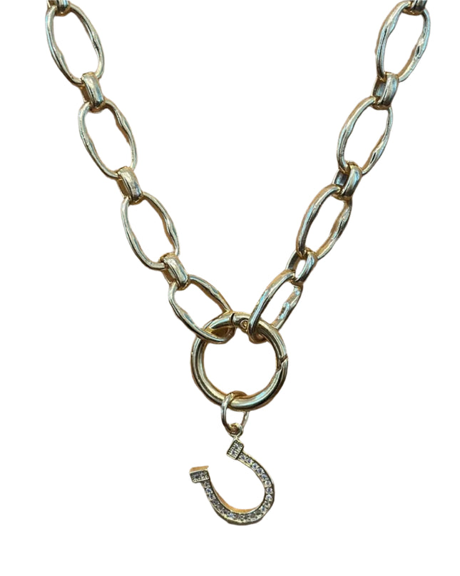 Link Chain with Horseshoe Charm Necklace