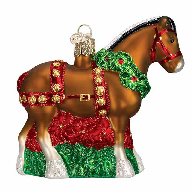 Glass Clydesdale Horse Ornament-GT Reid-HorzeStylz