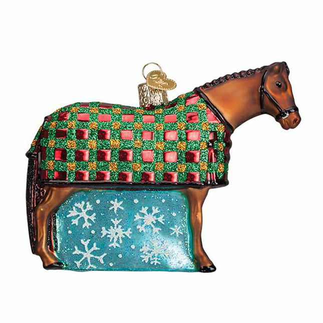 Glass Horse In Blanket Ornament-GT Reid-HorzeStylz