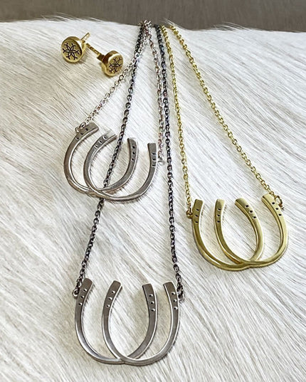 Urban Equestrian Double Luck Horseshoe Necklace-Urban Equestrian-HorzeStylz