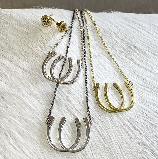 Urban Equestrian Double Luck Horseshoe Necklace-Urban Equestrian-HorzeStylz