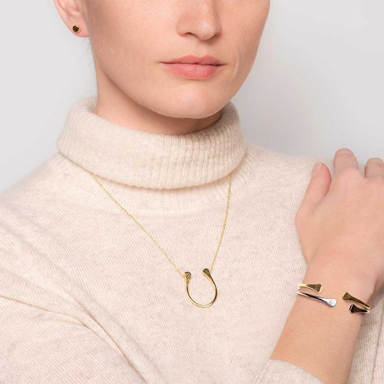 Urban Equestrian Lucky Horseshoe Nail Necklace-Urban Equestrian-HorzeStylz